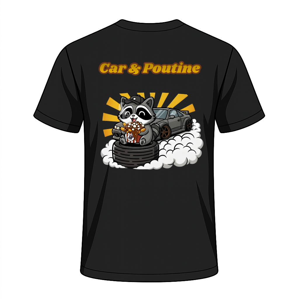 Chandail à manches courtes Racoon ''Car and Poutine''